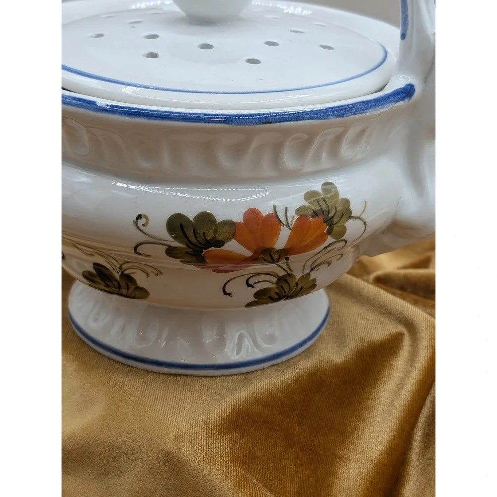 Maioliche Deruta Italy Hand Painted Ceramic Garlic & Onion Keeper JarVintage